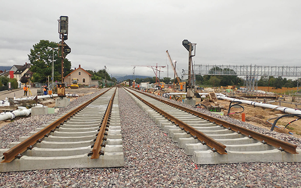 Bauarbeiten an der Rheintalbahn auf der Strecke zwischen Karlsruhe und Basel.